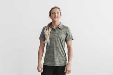 Nobull Lightweight Textured Polo Women's T Shirts Camo | Australia (VJ7830)